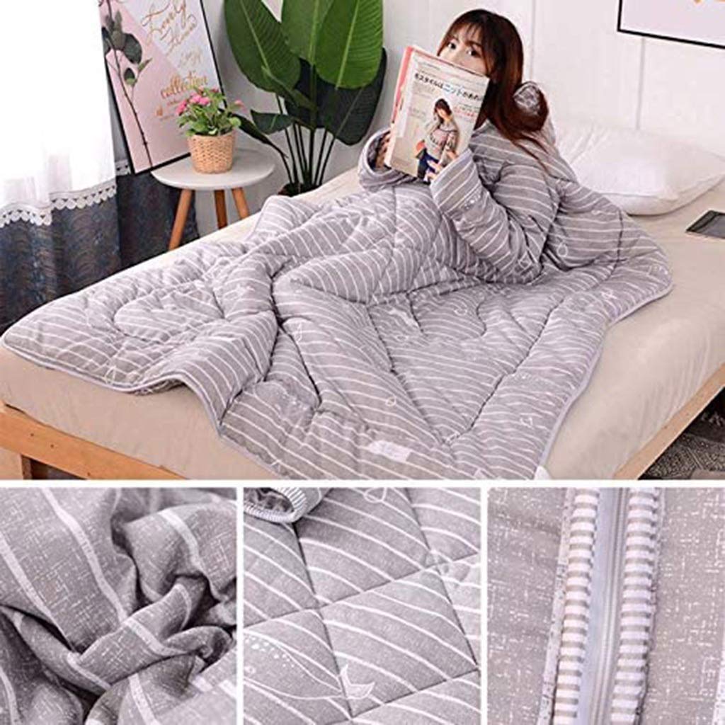 **Warm Winter Quilt with Sleeves - Thickened Washed Blanket for Cozy Naps & Lounging (47x63 Inches) - Perfect for Reading, Watching TV, and Relaxing at Home**