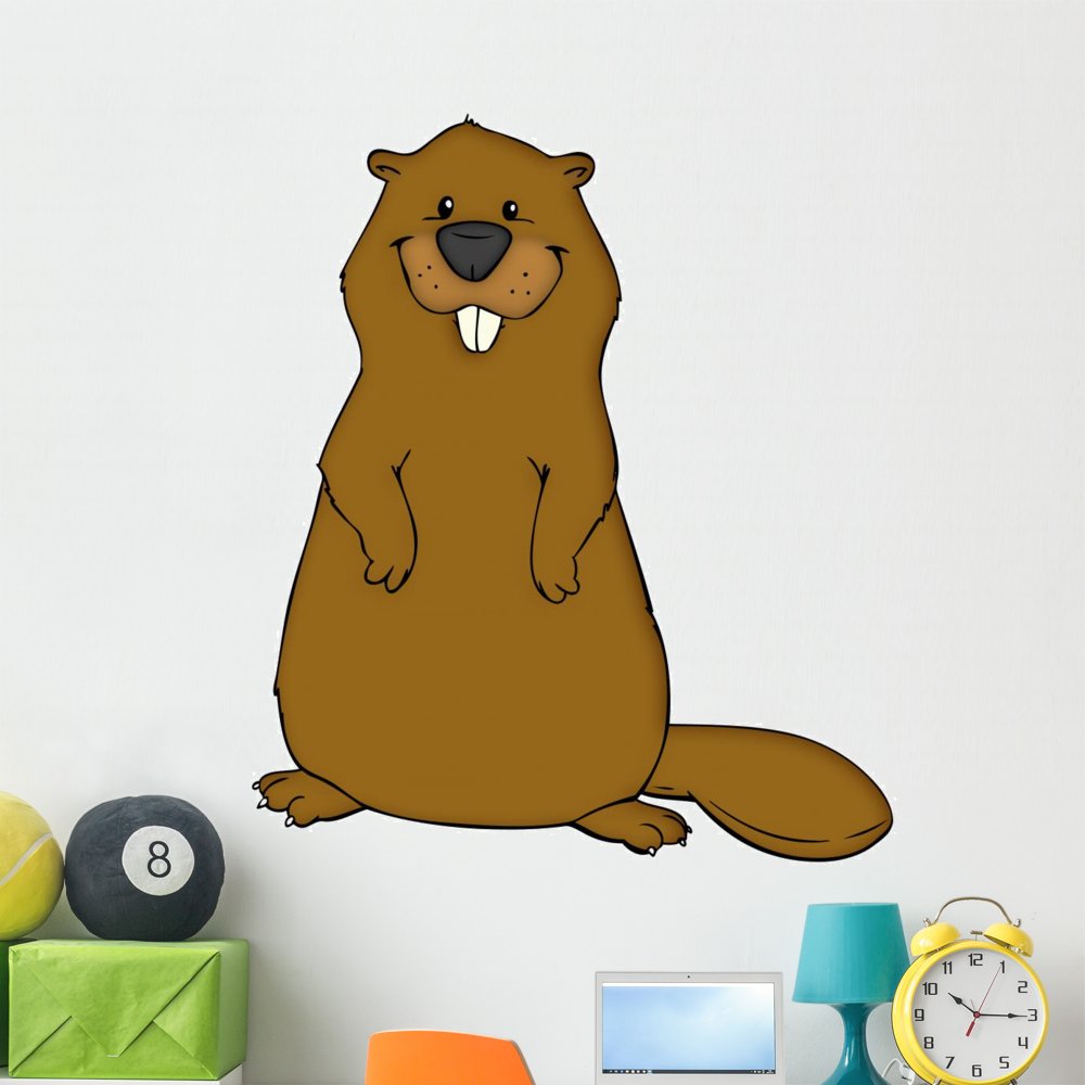 Wallmonkeys Beaver Teeth Dam Construction Wall Decal - Peel and Stick Removable Graphic (48
