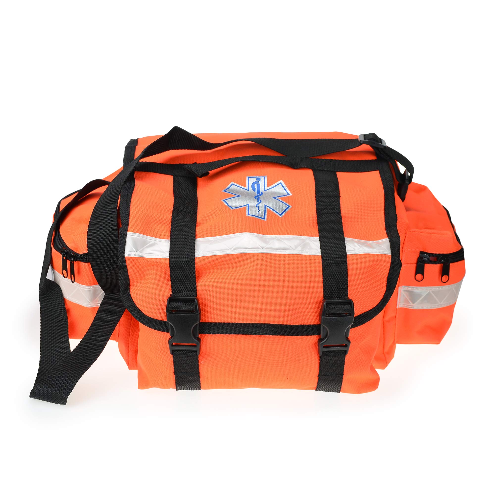 Dealmed First Responder Medical Trauma Bag - Fully Stocked EMT First Aid Kit with Essential Supplies | Portable Orange Emergency Bag for First Responders, EMTs, and Outdoor Adventures