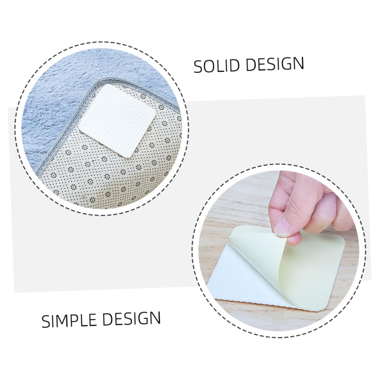 VOSAREA 4-Pack Washable Non-Slip Carpet Tape - Anti-Curl Rug Gripper Pads, White Non-Woven Fabric, No Residue for Hardwood & Tile Floors - Perfect for Runners, Area Rugs & Carpets in Living Room, Bedroom & Hallway