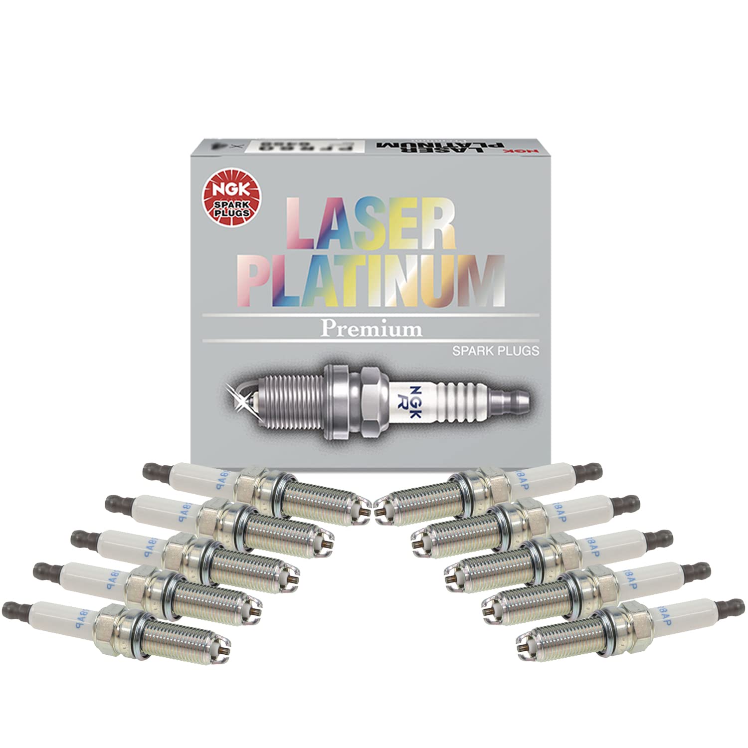 NGK Laser Platinum Spark Plugs - Set of 10 Compatible with BMW E60 E63 E64 E90 E92 E93 M3 M5 M6 - High Performance Ignition for Smooth Acceleration & Fuel Efficiency