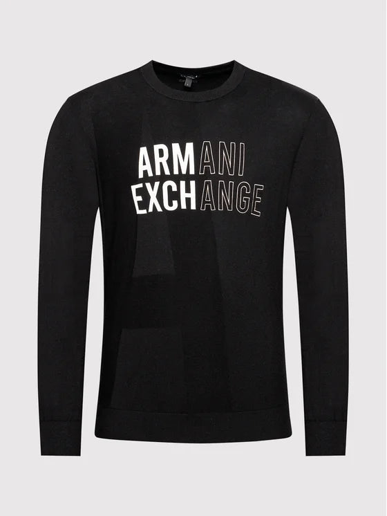 Armani Exchange Double Jersey Sweatshirt for Men - Black | Comfortable & Stylish Casual Wear for Everyday & Gym