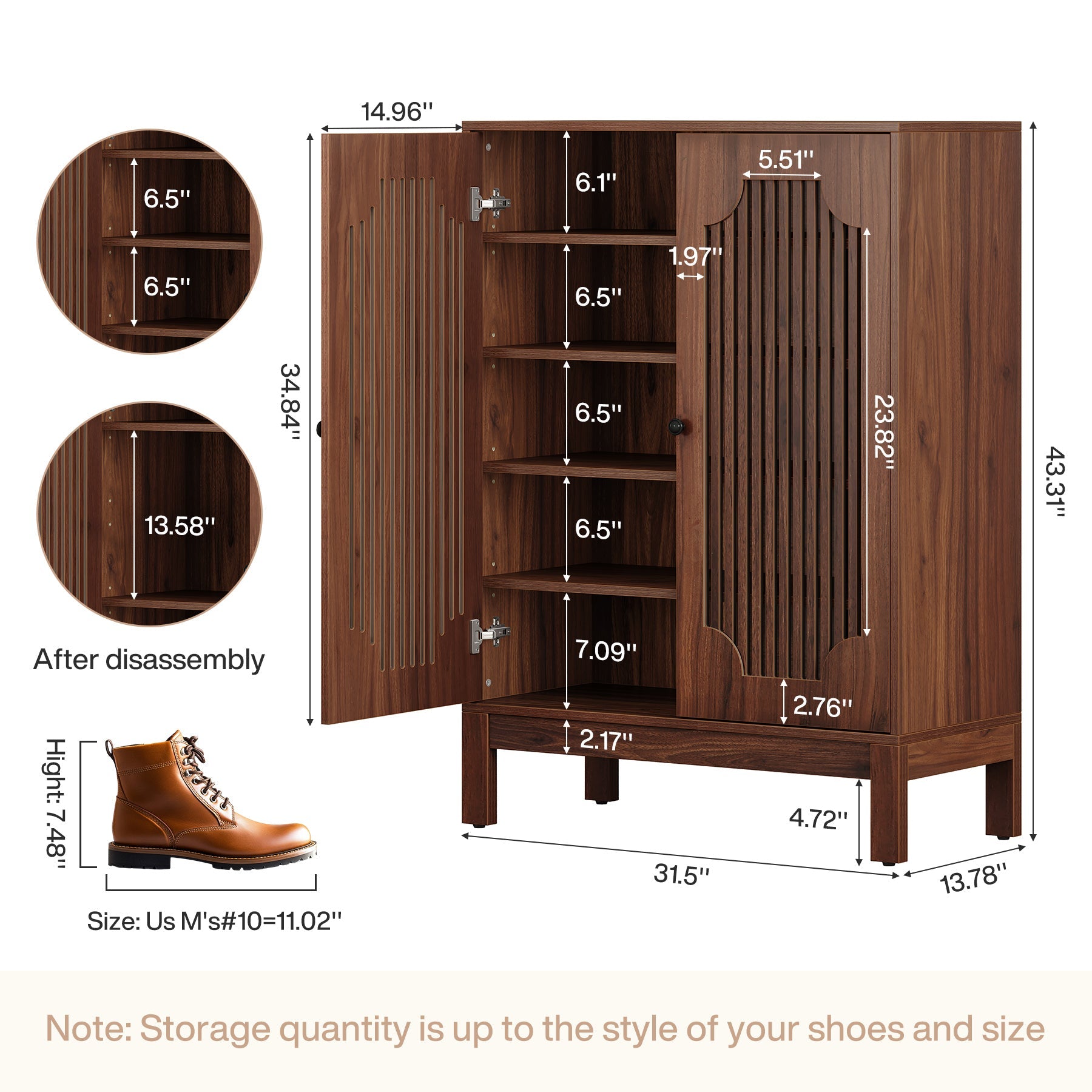 20 Pairs Shoe Cabinet Organizer - 6 Tier Adjustable Shoe Storage Rack with Removable Shelves - Perfect for Closet, Entryway, Mudroom & Small Space Organization