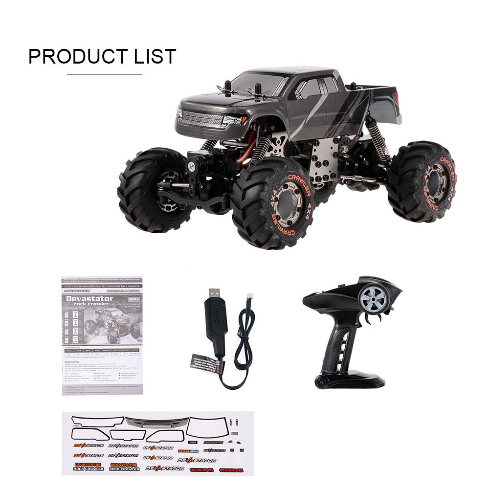 GoolRC 2098B 1/24 Scale 2.4GHz 4WD 4WS Off-Road RC Rock Crawler Car - Ready to Run (RTR) with Double Servo - Remote Control Toy for Kids & Adults - Perfect for Backyard Crawling, Trail Adventures & Indoor Racing