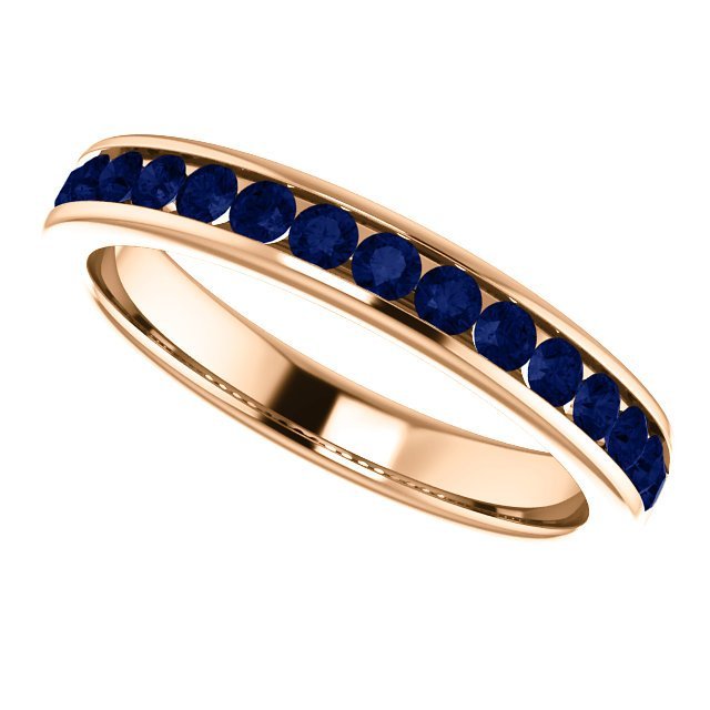 14K Gold 0.80 CTW Blue Sapphire Channel Set Wedding Band Ring for Women - Perfect for Engagement, Anniversary & Special Occasions