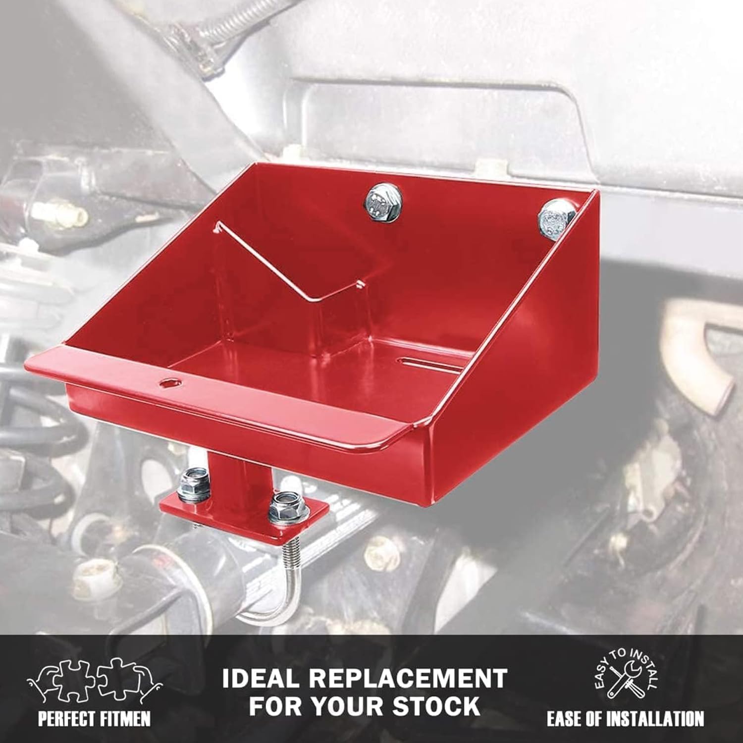 Polaris Sportsman 450 570 Battery Relocation Kit (2014-2021) - Aluminum Battery Box Tray with Wires & Remote Terminals - Red - Perfect for Off-Road ATV Upgrades & Custom Installations