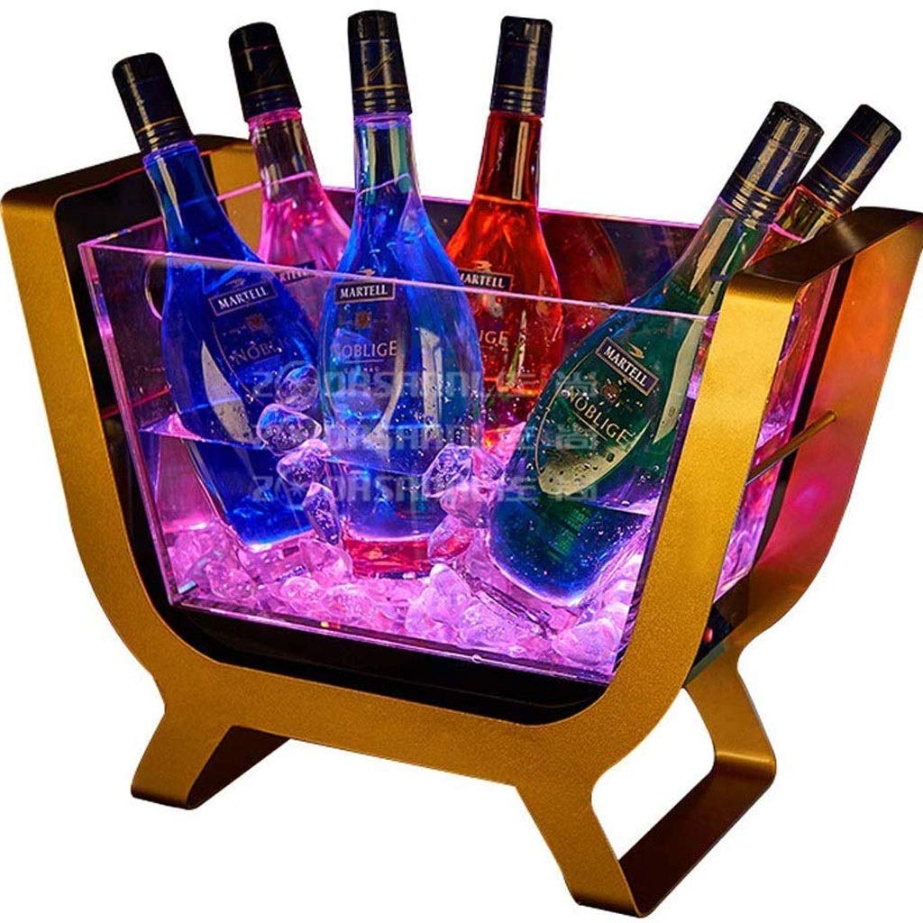 Color Changing LED Ice Bucket - Battery Powered Retro Champagne & Wine Cooler for Parties, Beer, and Beverages - Perfect for Home Bar, Wedding, and Outdoor Gatherings