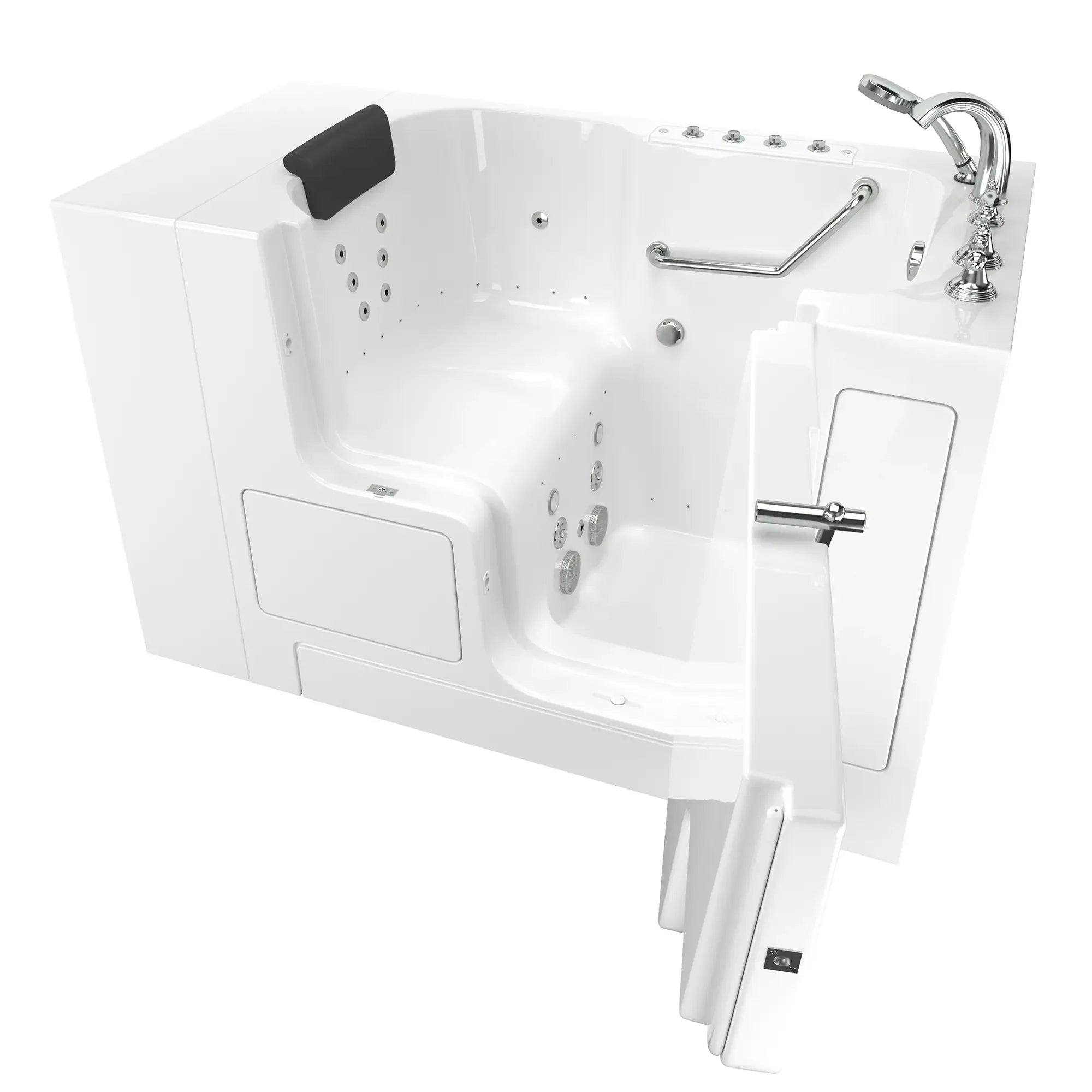 Premium 32 x 52 Inch Gelcoat Walk-In Bathtub with Air Spa & Whirlpool Systems - Right Hand Drain & Faucet - Ideal for Elderly & Mobility Support, Relaxing Hydrotherapy at Home