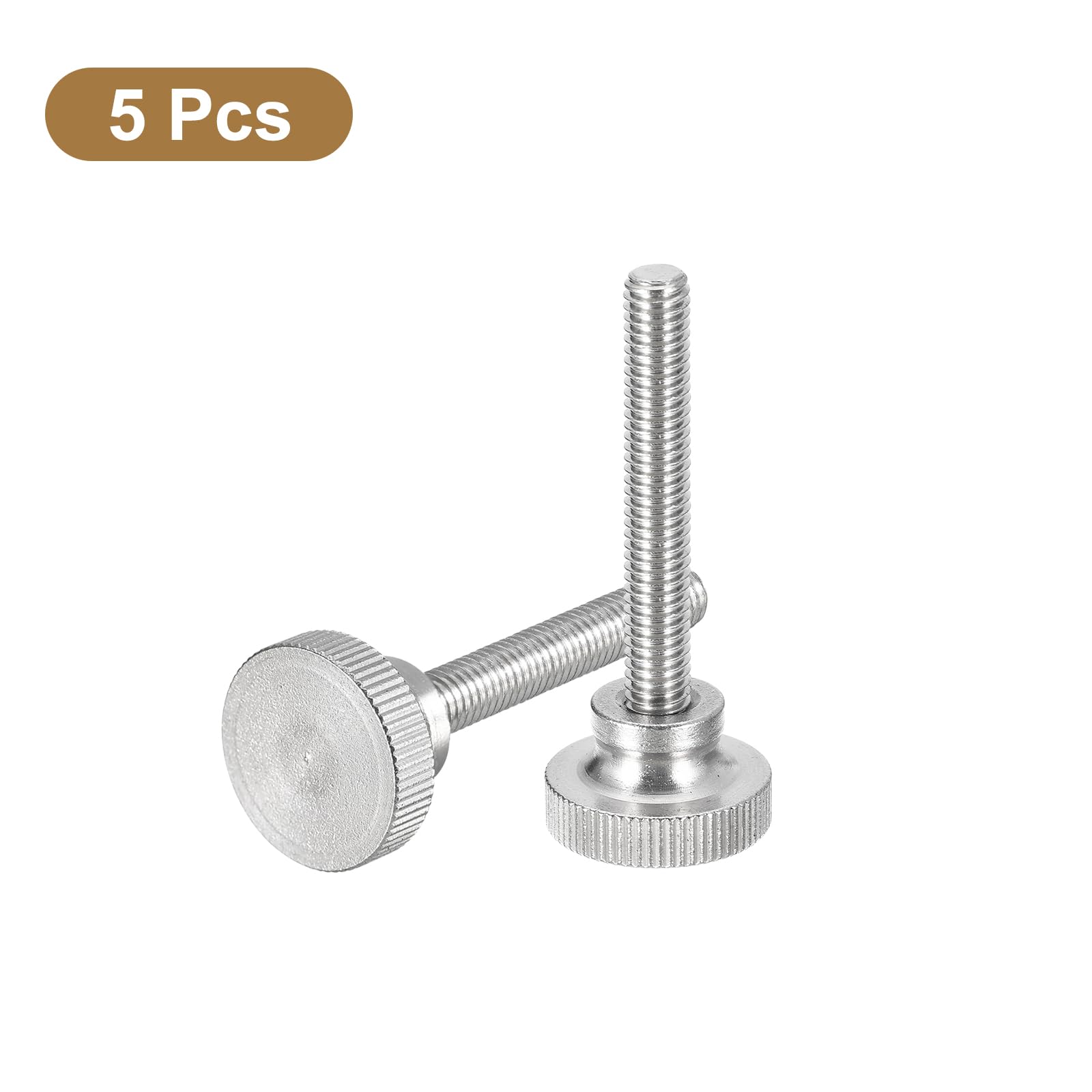 304 Stainless Steel M6x40mm Knurled Thumb Screws 5pcs - for DIY & Furniture Assembly