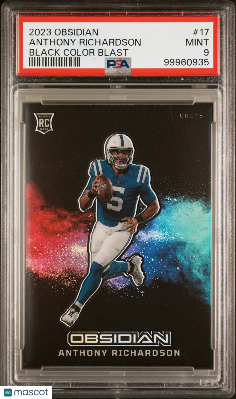 2023 Panini Obsidian Black Color Blast Anthony Richardson Rookie Card PSA 9 #17 - Perfect for NFL Collectors & Sports Memorabilia Displays