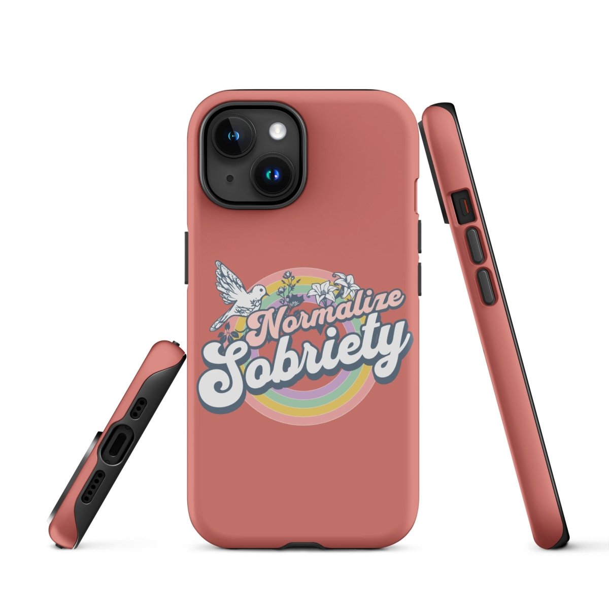 Normalize Sobriety iPhone Case - Trendy Protective Phone Cover for iPhone 13/14/15 Pro Max - Perfect for Sober Living, Recovery Support & Addiction Awareness