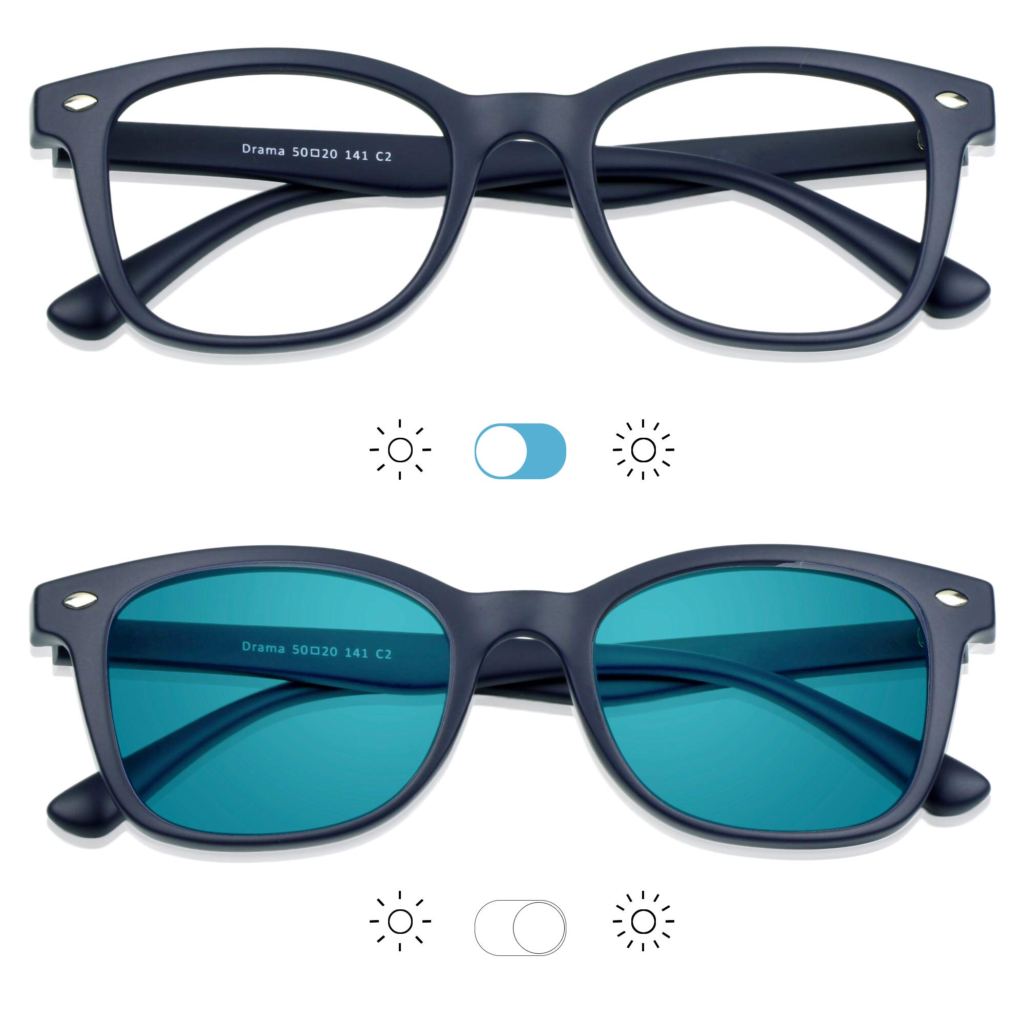 YEIN Blue Light Blocking Glasses - Photochromic Anti Eyestrain Computer & Reading Glasses for Women & Men - UV Protection for Screen Time, Gaming & Office Work