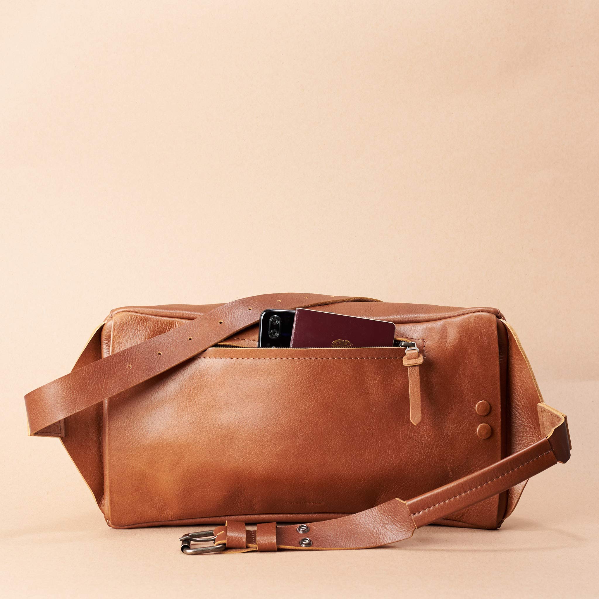 Men's Leather Tan Brown Sling Backpack - Single Strap Small Shoulder Bag for Everyday Carry | Perfect for Street Style, Festivals, Daypack & Crossbody Use | Ideal Gift for Travel & Urban Lifestyle