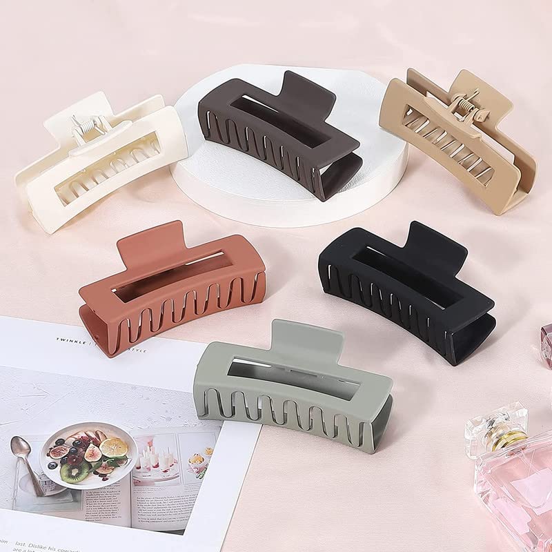 Trendy Club 6-Piece Large Hair Claw Clips for Thick Hair - 4 Inch Non-Slip Acrylic Banana Jaw Clips for Women & Girls (6 Colors) - Perfect for Ponytails, Buns & Everyday Hairstyles