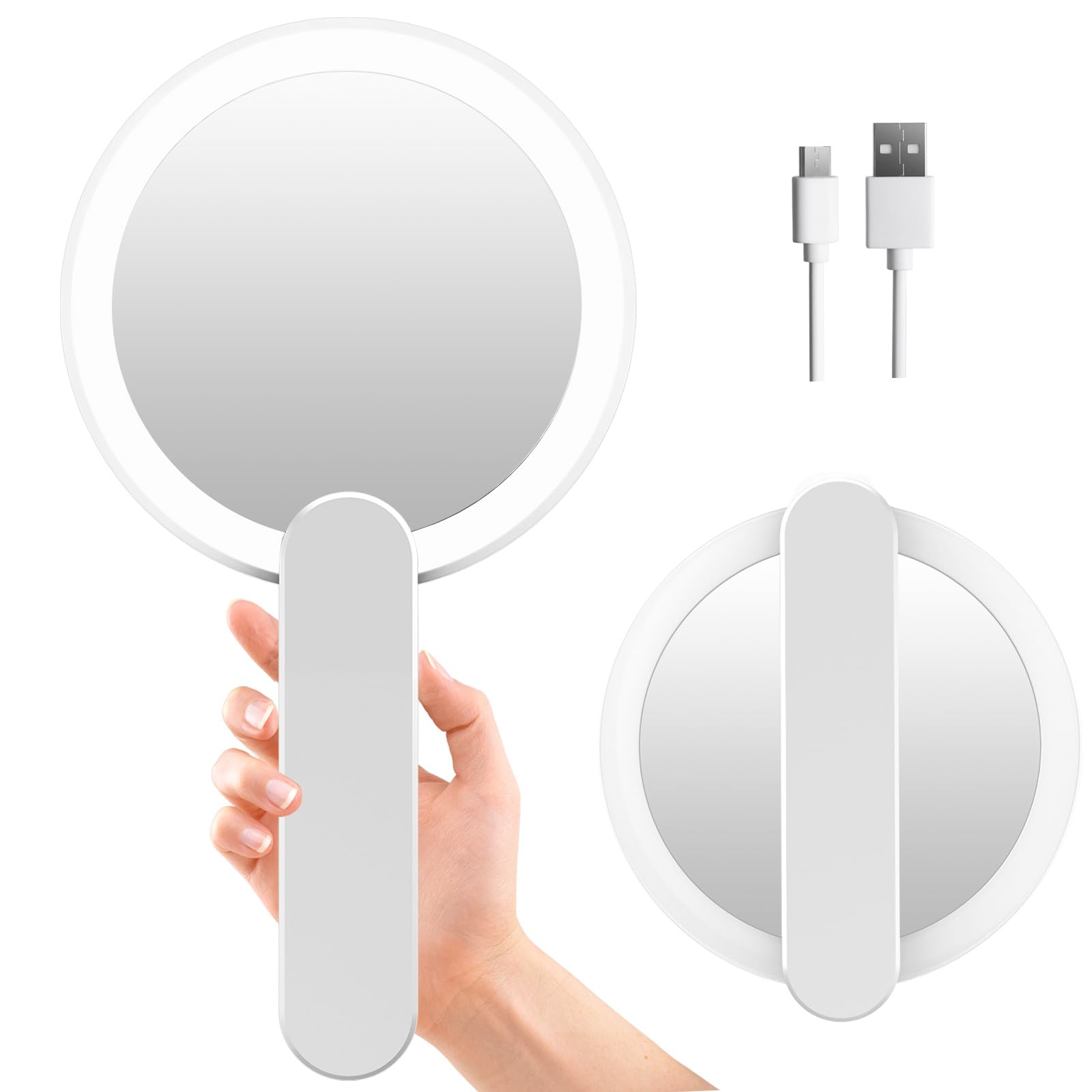 FASCINATE 10X Magnifying Mirror with Lights - Portable Travel Makeup Mirror for Purse & Home Use