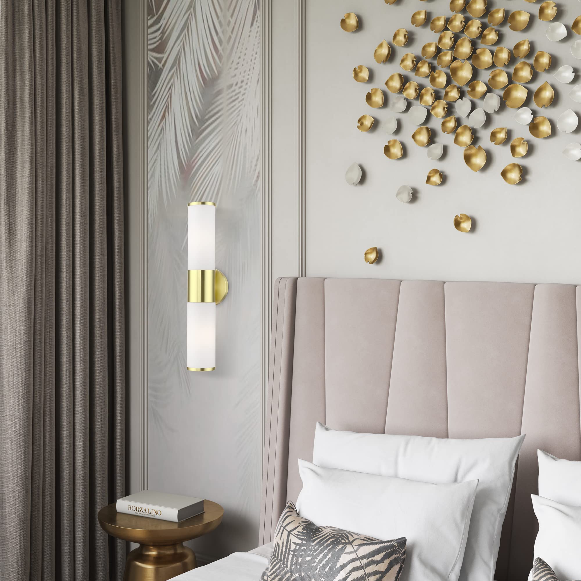 Livex Lighting 16562-12 Lindale 2 Light ADA Vanity Sconce in Satin Brass - 4.25 x 18.5 Inches - Perfect for Bathroom Mirror Lighting and Modern Home Decor