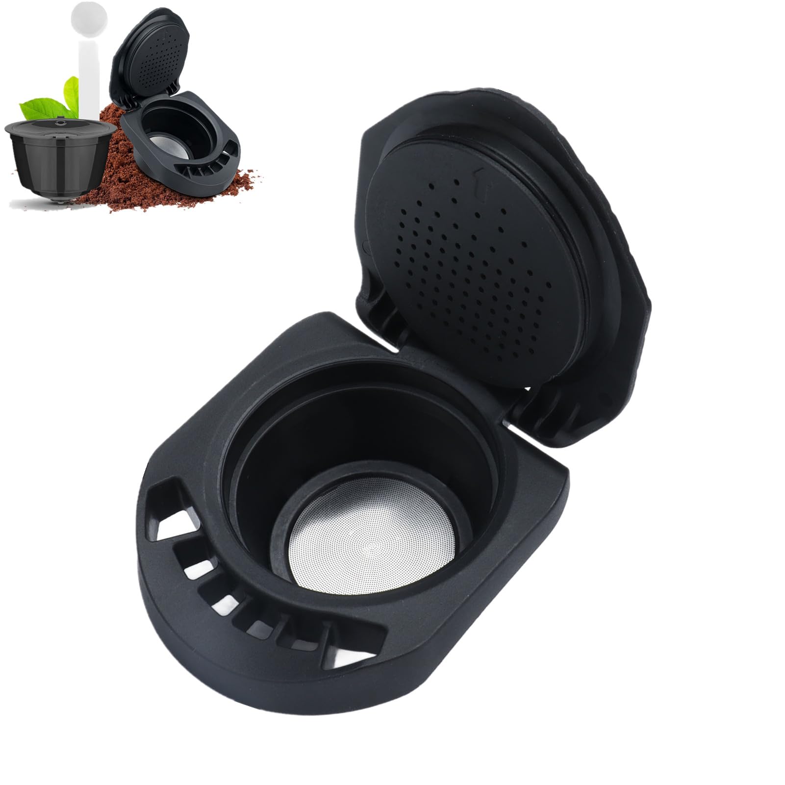 Eco-Friendly Black Reusable Coffee Capsule Filter Cup - Compatible with Most Coffee Makers | Perfect for Home, Office & Travel Use