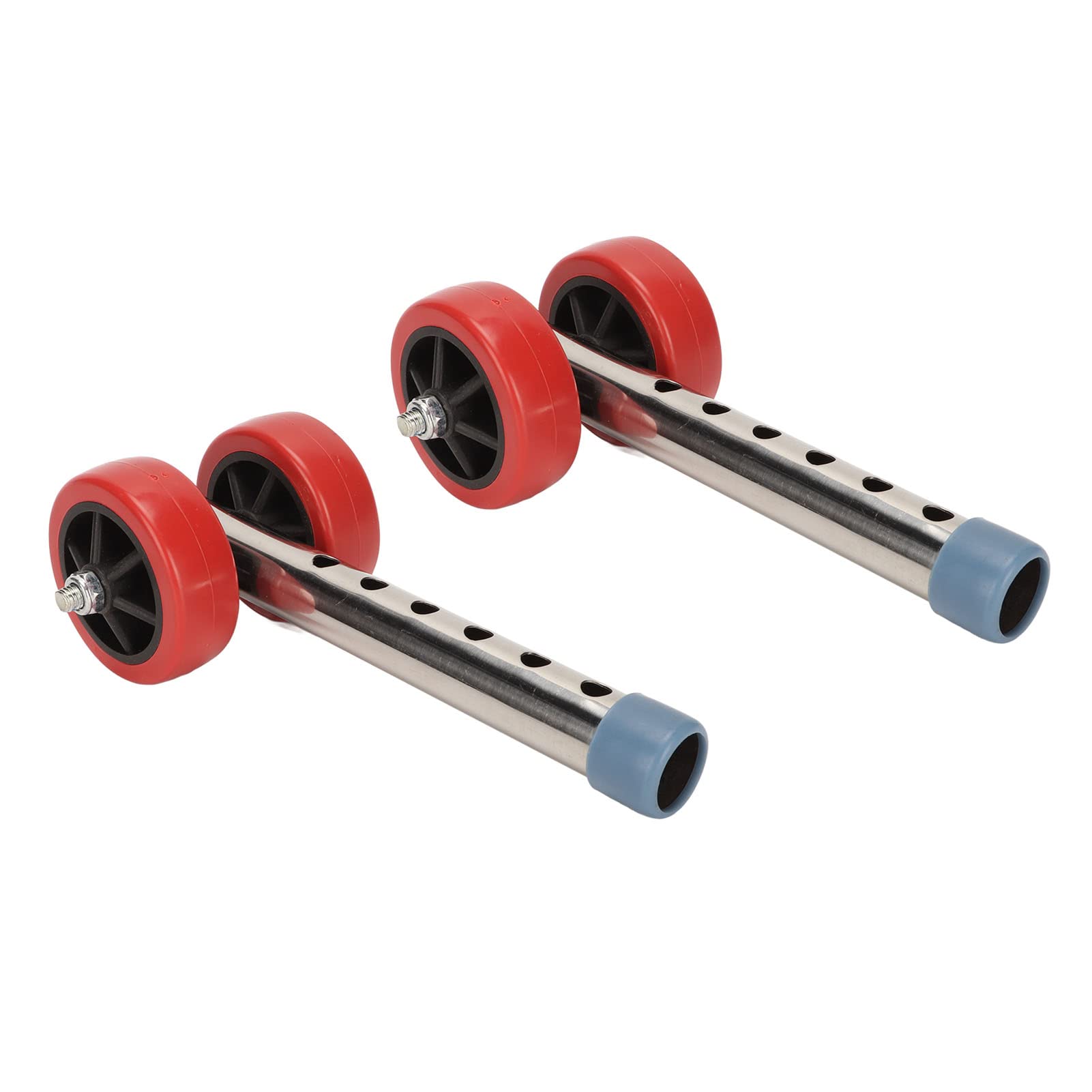 Heavy Duty Universal Walker Wheels Replacement Kit - Stainless Steel 6-Level Height Adjustable for Seniors & Mobility Assistance - Ideal for Indoor & Outdoor Use on Carpet, Tile, and Pavement
