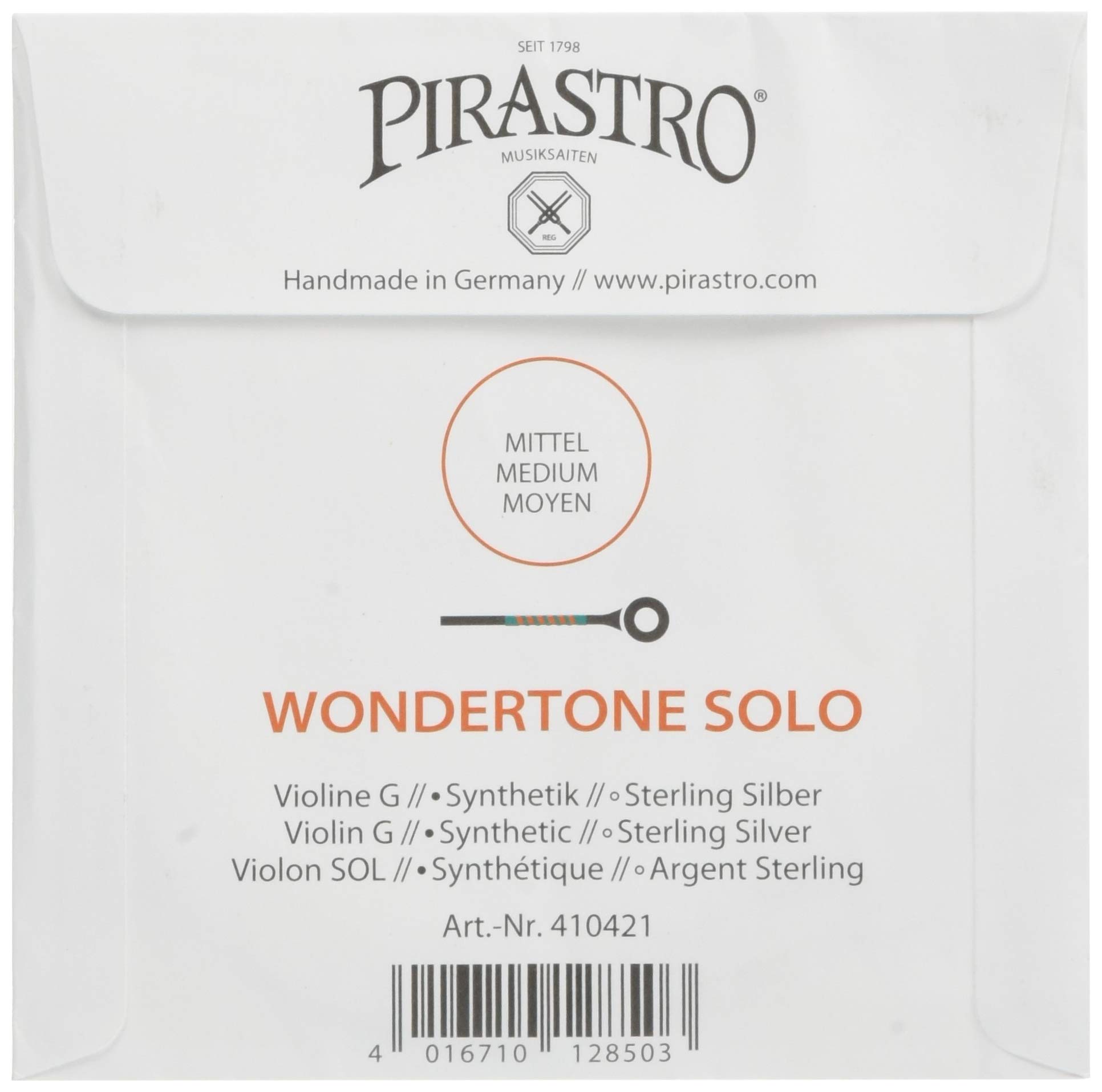 PIRASTRO Wondertone Solo 4104 4/4 Violin String G-Wire - Synthetic Core with Silver Winding for Professional Violinists | Perfect for Solo Performances & Orchestral Playing