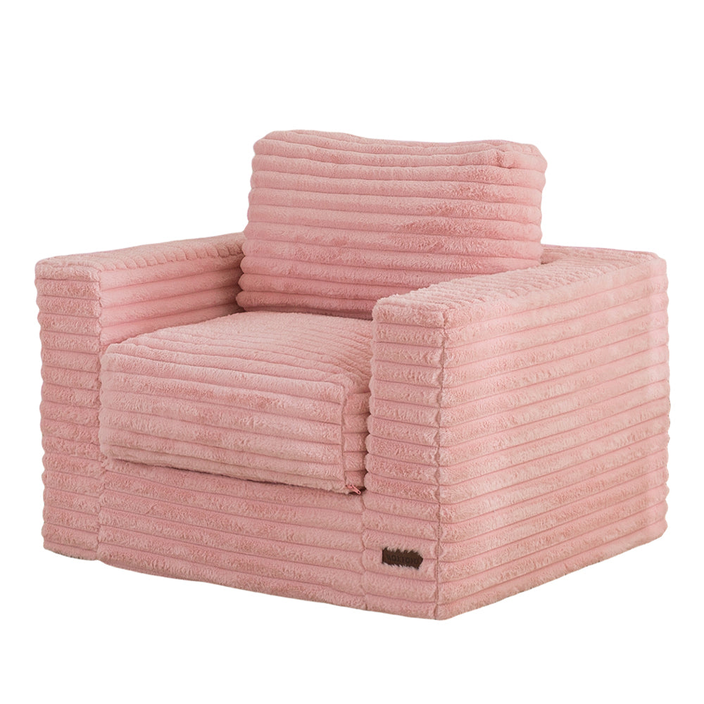 MAXYOYO Giant Bean Bag Chair - Soft Striped Faux Fur Floor Sofa with Removable Pillows & Armrests, Pink - Perfect for Living Room, Bedroom, Gaming Room & Dorm Decor