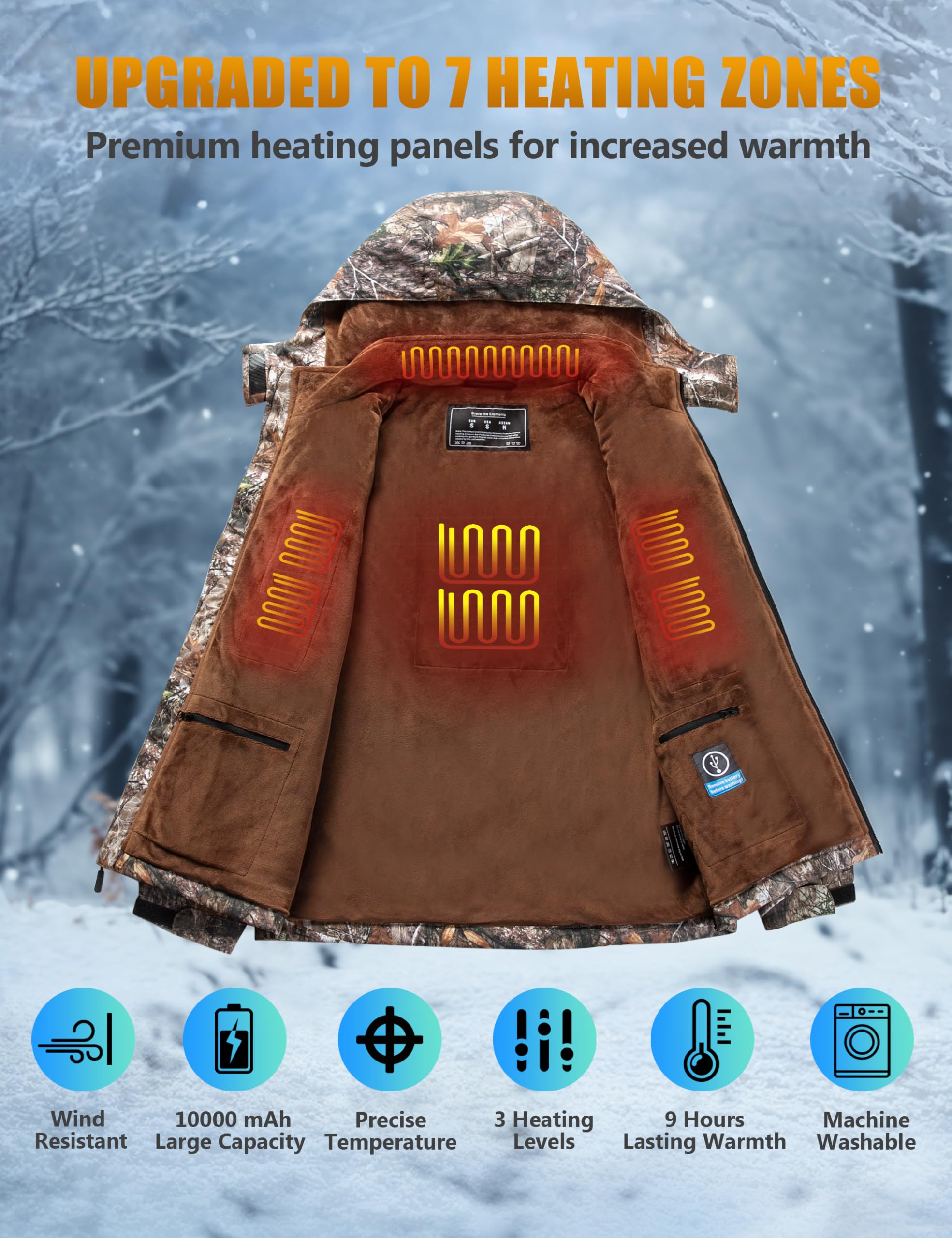 Rechargeable Heated Jacket with 10000mAh Battery - Warm Winter Coat for Men & Women - Perfect for Outdoor Activities, Camping, and Cold Weather Commutes