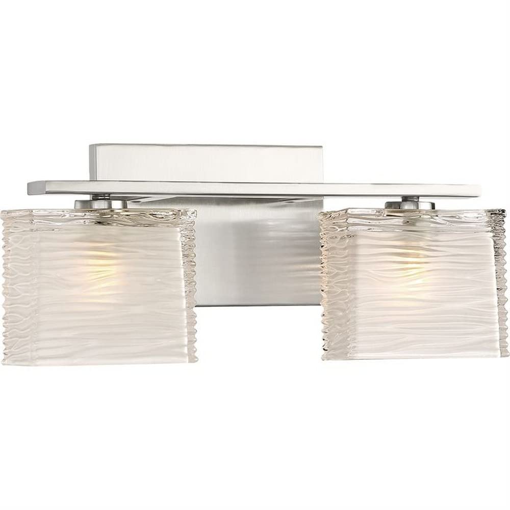 2-Light Transitional Bathroom Vanity Light Fixture in Brushed Nickel Finish - Modern Bathroom Lighting for Vanity, Mirror, or Powder Room - Model 71-BEL-4352169