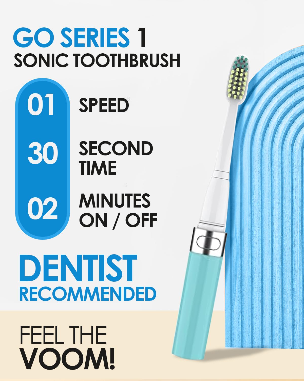 Voom Sonic Go 1 Series Travel Electric Toothbrush - Rechargeable Battery Powered Toothbrush for Adults & Kids | Dentist Recommended, Portable with 2 Minute Timer | Perfect for Travel, Camping & Daily Oral Care