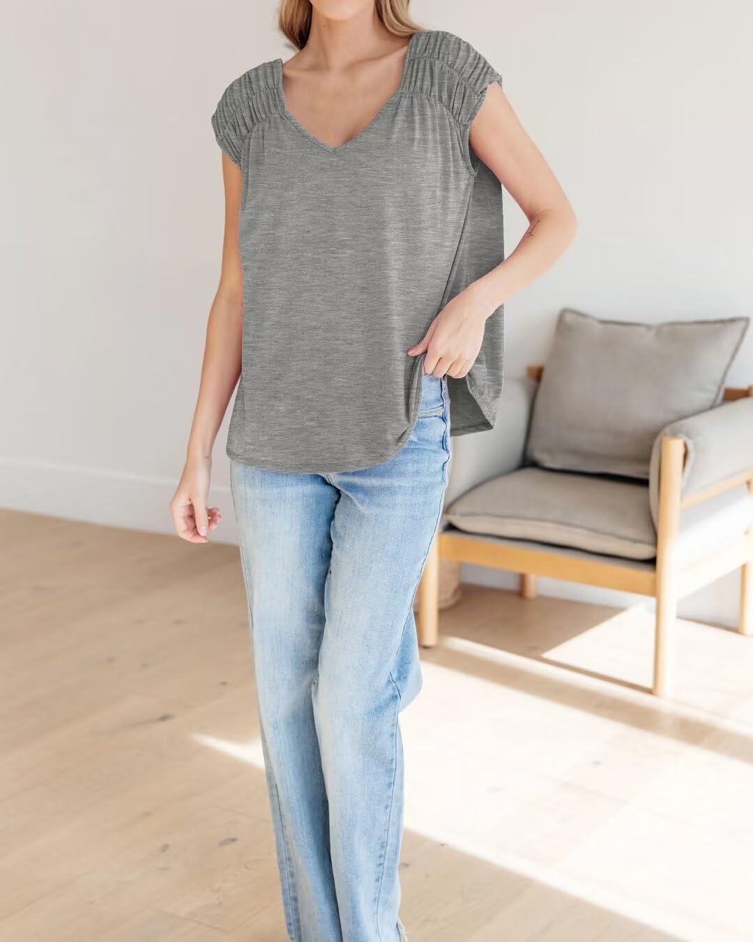 Bliwov Women's Cute Summer Short Sleeve T-Shirt - Casual V-Neck Loose Fit Flowy Top for Women | Trendy 2024 Fashion | Perfect for Beach Outings, Weekend Brunch & Summer Vacations