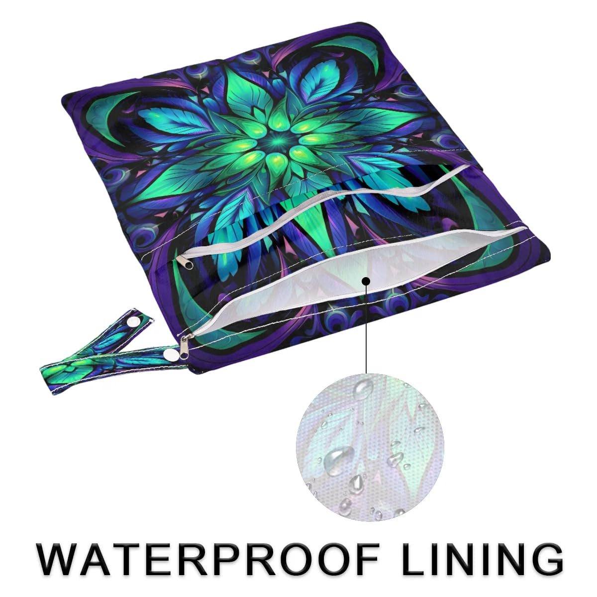 Waterproof Mandala Print Wet Dry Bag 2-Pack - Reusable Travel Laundry Bag, Swimwear Storage & Cloth Diaper Organizer for Beach, Pool, Gym, Yoga | Ideal for Swimsuits, Wet Clothes & Baby Essentials