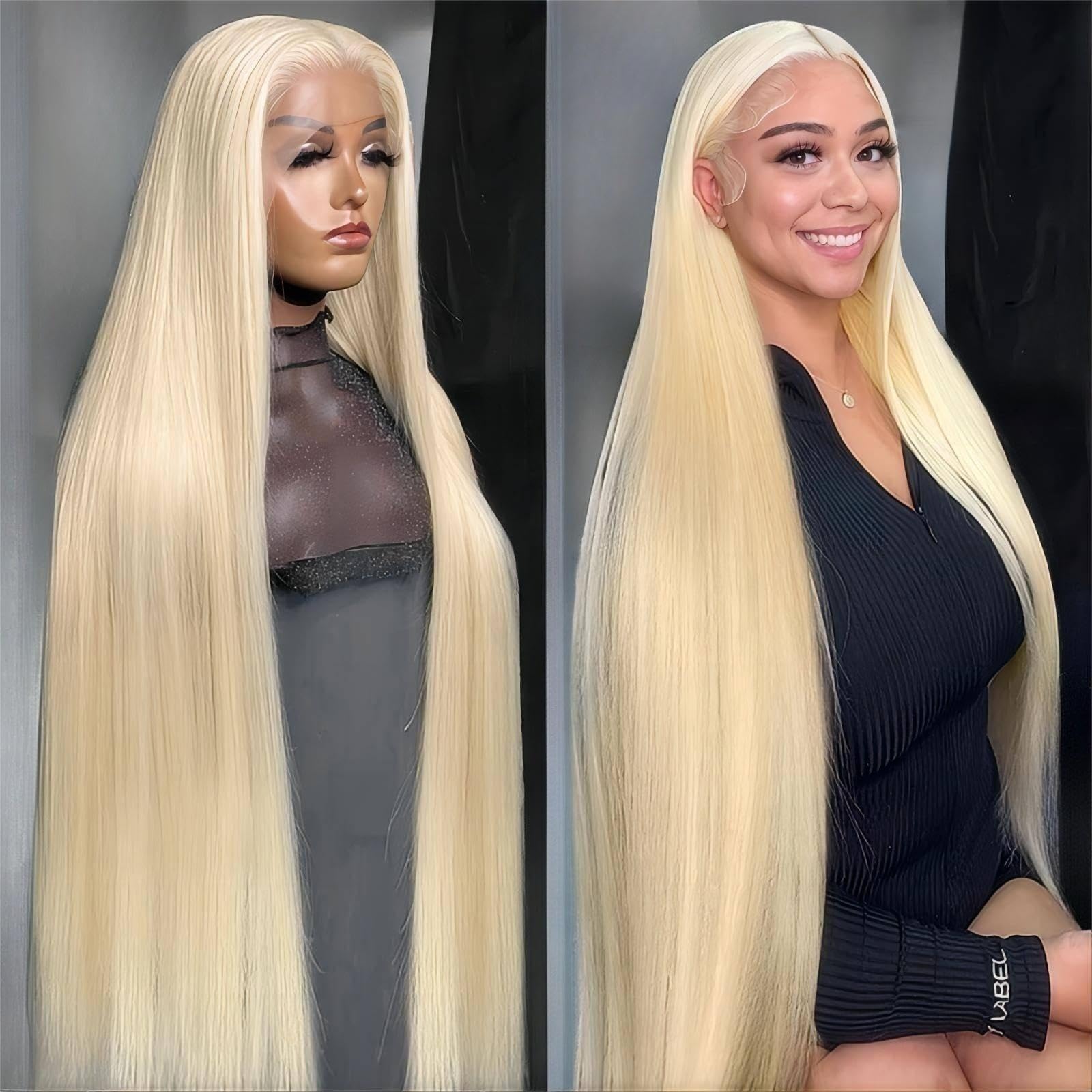 613 13x6 HD Lace Front Wig Human Hair - 32 Inch Straight Blonde Wigs for Women | Glueless Pre-Plucked Bleached Knots | Natural Look for Daily Wear, Parties & Special Occasions