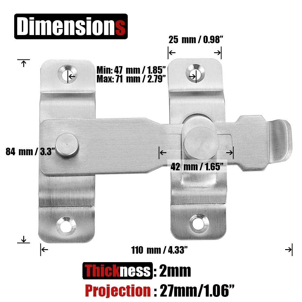 Heavy Duty Stainless Steel Flip Door Latch - JQK DL140-BN Brushed Finish Gate Lock for Security Doors, Gates & Fences | Outdoor & Indoor Use for Home, Garage, Shed & Barn Safety