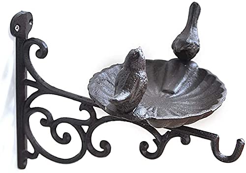 Outdoor Wild Bird Feeders & Cast Iron Bird Bath with Hanging Bracket - Decorative Garden Hooks for Planters, Lanterns, Wind Chimes - Perfect for Backyard Bird Watching & Garden Decor