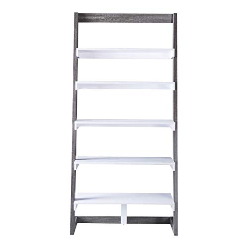 Furniture of America Gleim Transitional 5-Shelf Wood Bookcase in Distressed Gray - Stylish Storage for Living Room, Office, or Library