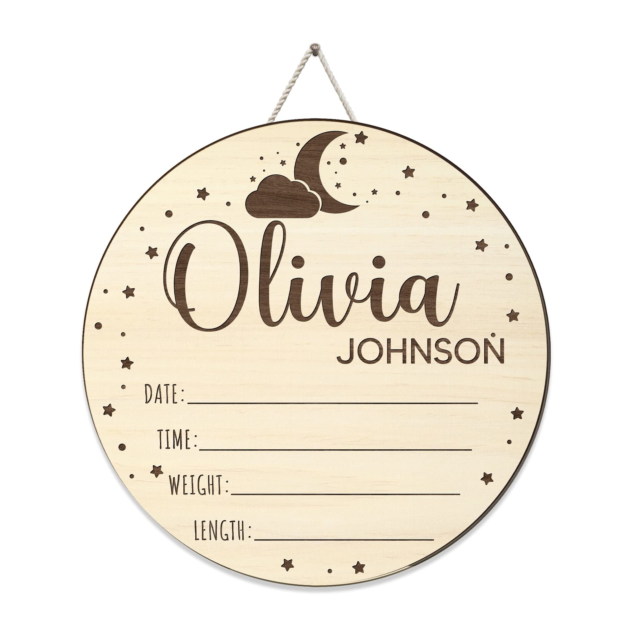 Personalized Baby Name Sign for Nursery & Hospital - Newborn Crib Decor & Photography Prop - Perfect Baby Shower Gift for Boys & Girls