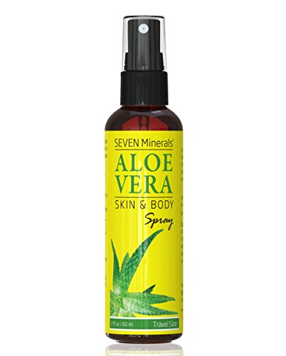 Organic Aloe Vera Spray Travel Size - 100% Pure Fresh Aloe Extract, No Powder or Xanthan - Fast Absorbing, Non-Sticky (2 fl oz) for Sunburn Relief, Skin Hydration & After-Sun Care