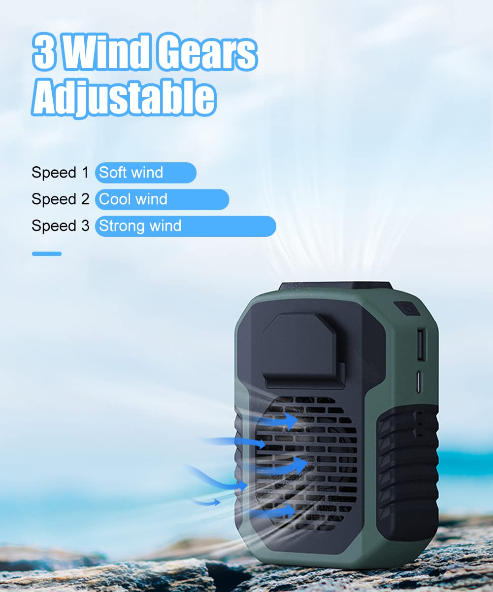4-in-1 Clip On Waist Fan with Strong Airflow - Portable Hands-Free Neck Fan & Personal Cooling Fan - 23H Long Battery Life for Outdoor Workers, Hiking, Camping, Sports & Summer Activities - Prevent Heatstroke & Stay Cool
