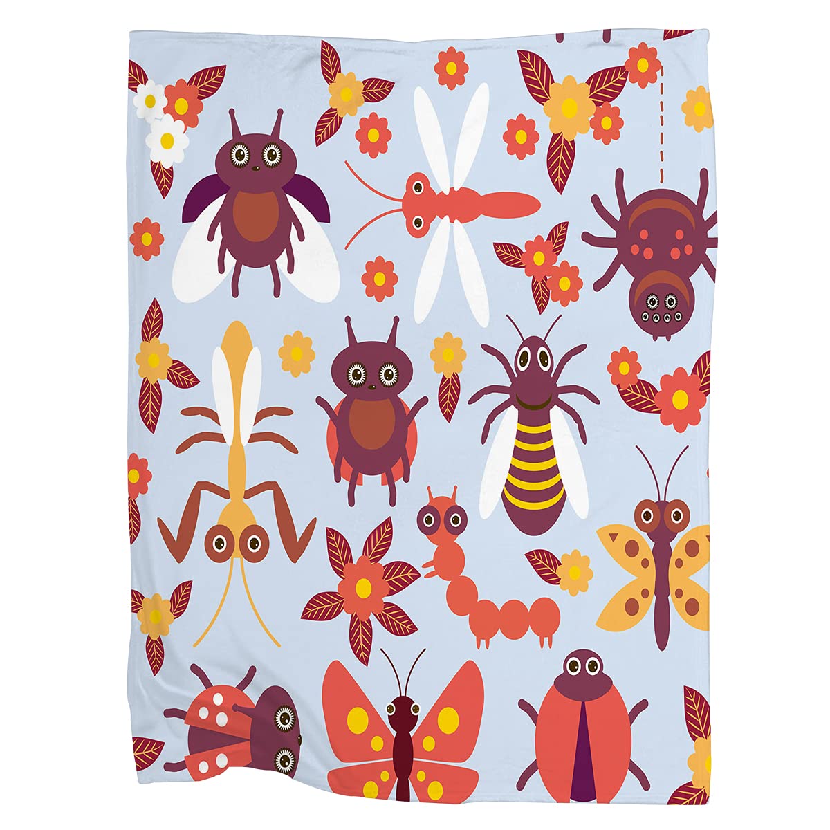 Swono Insects Spider Throw Blanket - Soft Warm Flannel Blanket with Funny Insect Designs (Spider, Butterfly, Caterpillar, Dragonfly) - 40