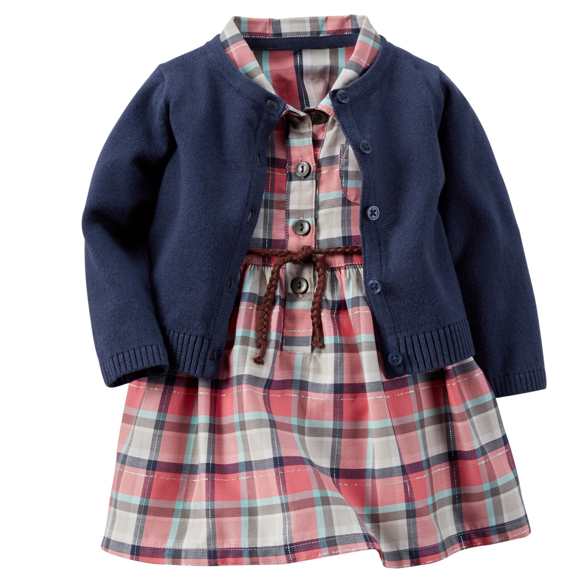 A Cozy Adventure with Carter's Baby Girls Plaid Cardigan Dress Set
