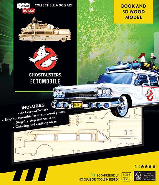 Ghostbusters Ectomobile 3D Wood Model Kit with Book – DIY Building Set for Kids & Adults – Perfect for Collectors, Gifts, and Home Decor