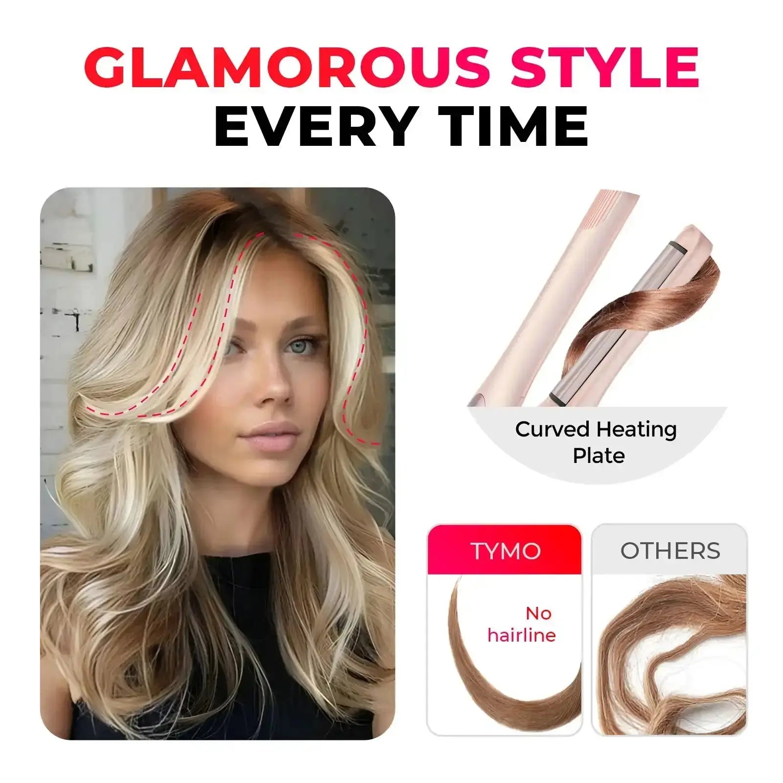 TYMO Clamgo Hair Straightener Brush - 2-in-1 Flat Iron & Styler for Frizz-Free, Smooth Hair at Home or Salon | Perfect for Travel, Daily Styling & Professional Use
