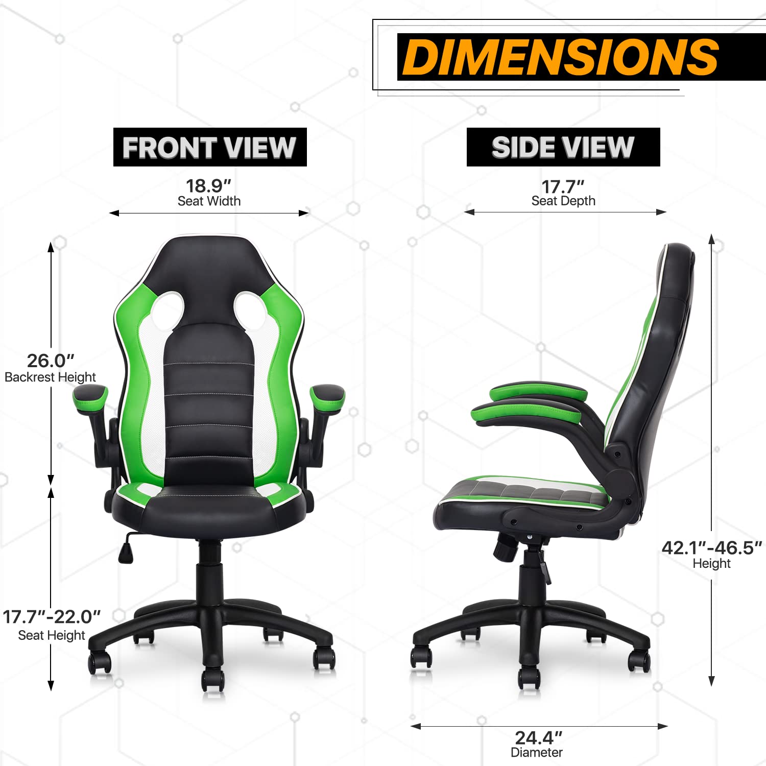 MoNiBloom Ergonomic Gaming Chair with Rectangle Floor Mat - 29