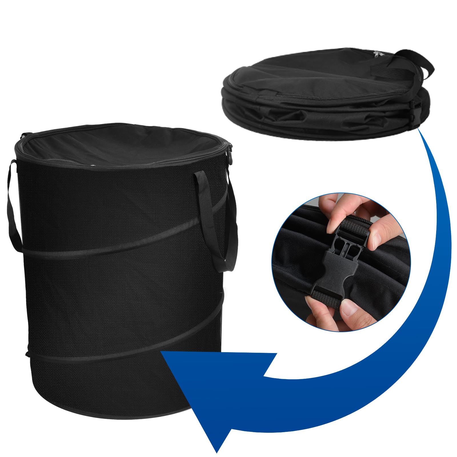 24 Gallon Collapsible Trash Can with Lid & Gloves - Large Capacity Reusable Outdoor Garbage Bag for Camping, Yard, Lawn & Garden - Perfect for Picnics, BBQs, Leaf Cleanup & RV Trips (Black)