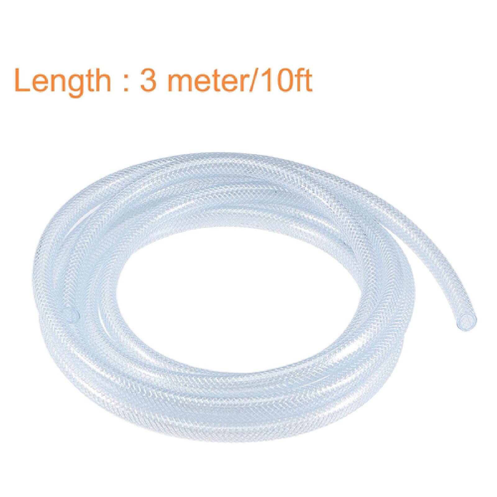 Braided PVC Pipe - Flexible Clean Water Hose, PVC Reinforced Hose, Non-Hard Anti-Freeze Pipe (3 Meters) for Garden Irrigation, Home Plumbing & Outdoor Watering