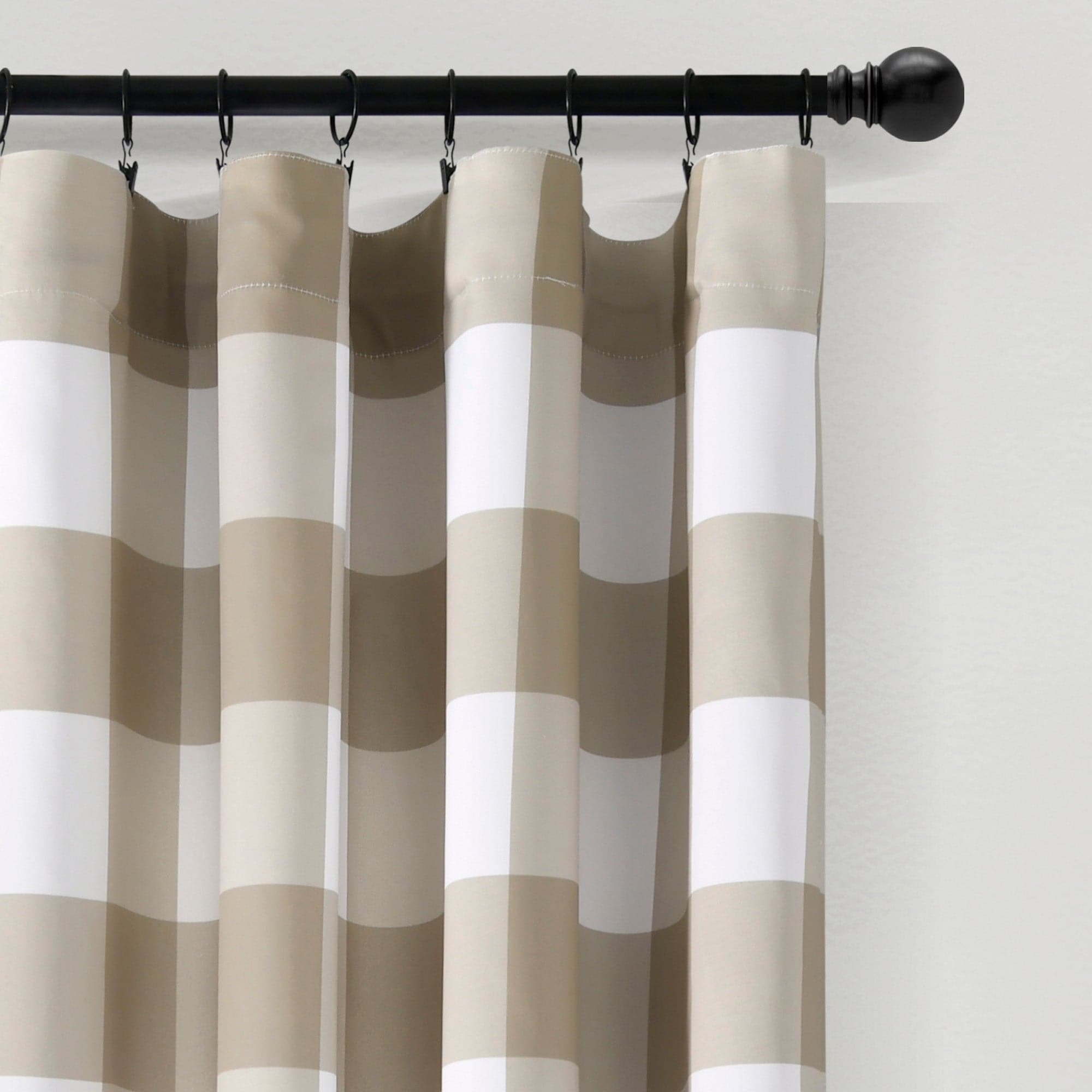 Kelly Checker Light Filtering Window Curtain Panel Set - Blackout Sheer Drapes for Living Room, Bedroom & Office - Soft Textured Fabric with Modern Checkerboard Design