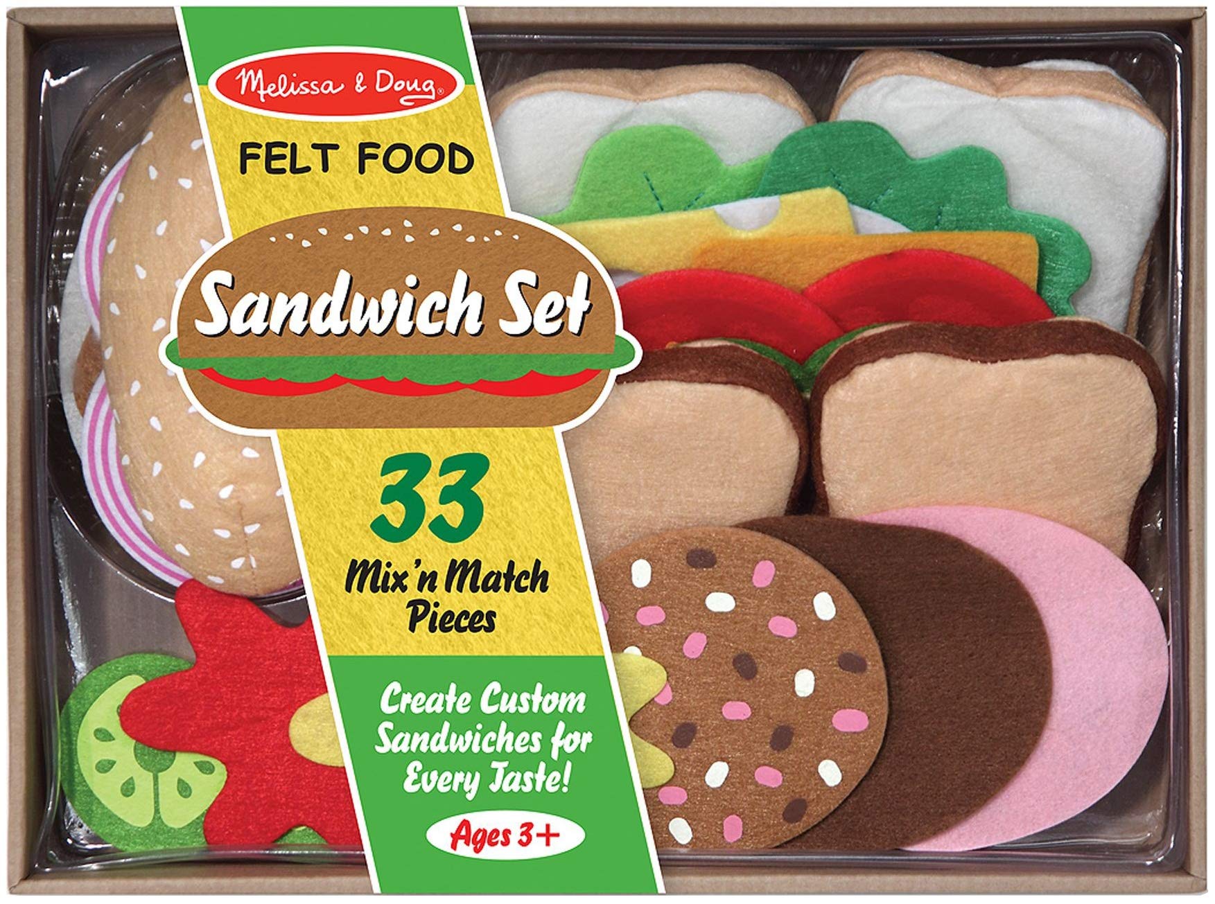 Melissa & Doug Felt Food Sandwich Set - Pretend Play Kitchen Toy for Kids - Perfect for Role Play, Learning & Fun at Home or School