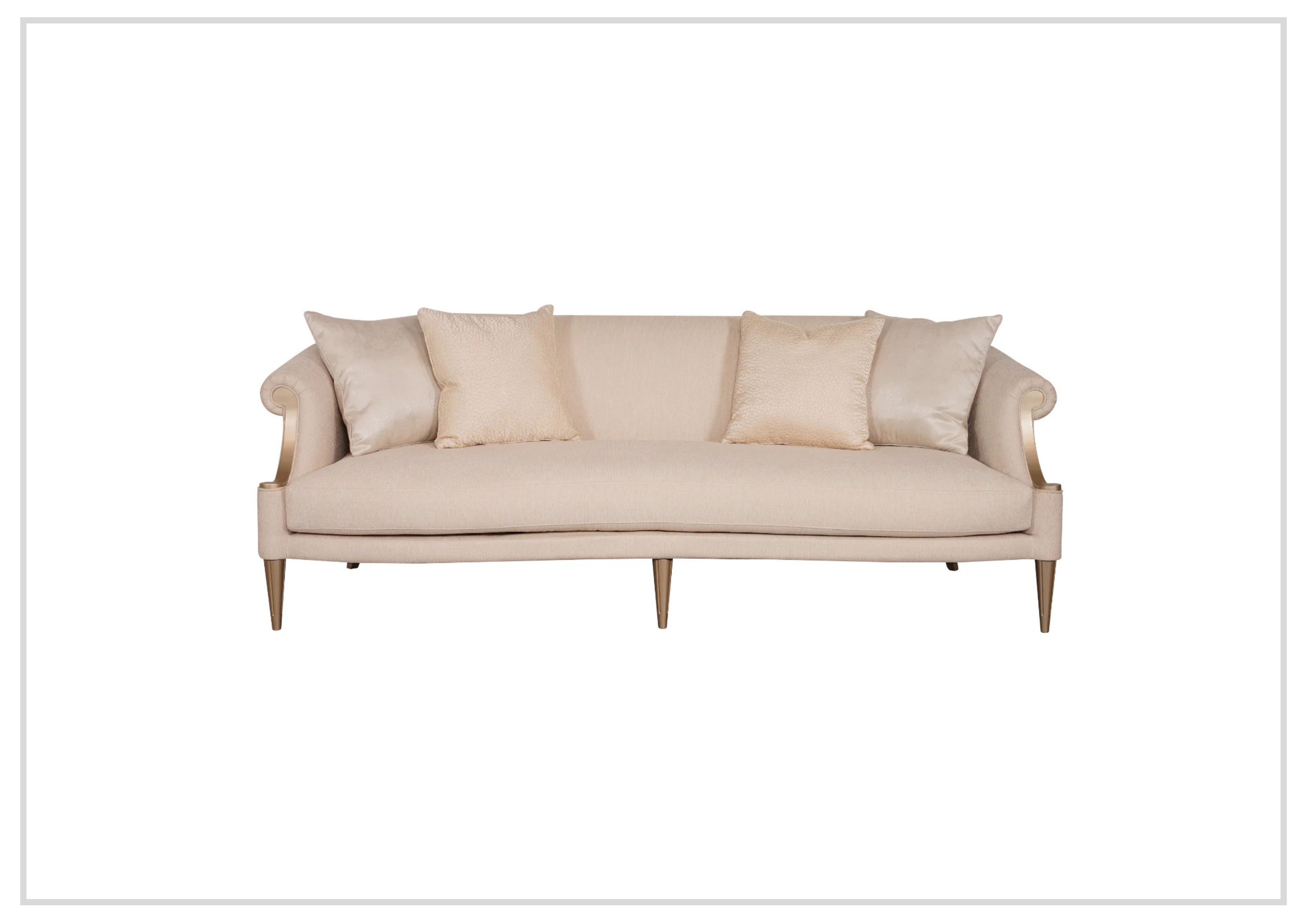 Klaussner Clarkson 3-Seater Beige Fabric Sofa with Rolled Arms - Comfortable Living Room Couch for Small Spaces, Apartments & Cozy Home Decor