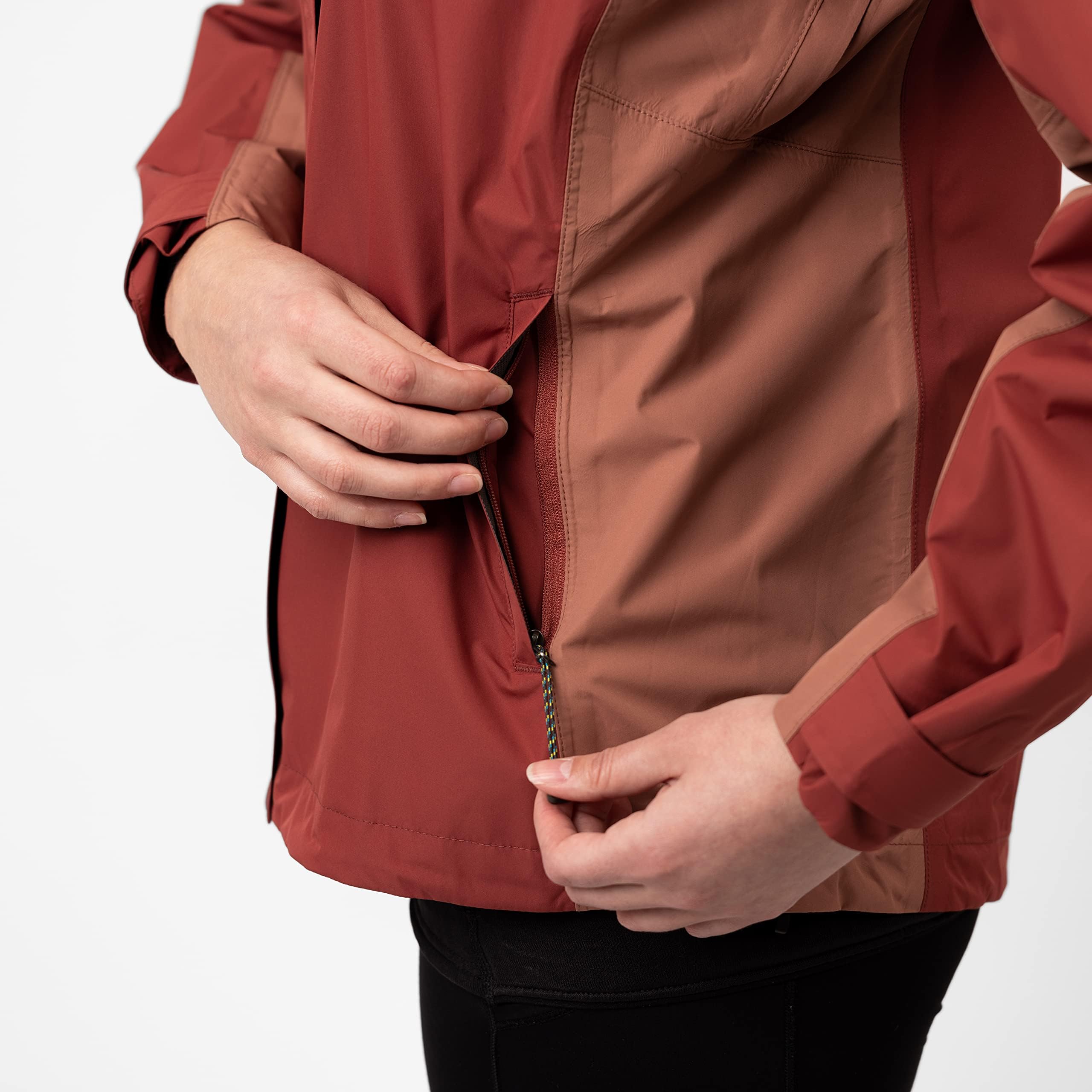 Sierra Designs Hurricane RAIN Jacket - Waterproof Windproof Outdoor Jacket for Men & Women - SM Size in Rosewood/Cedar Wood - Perfect for Hiking, Camping & Rainy Day Adventures