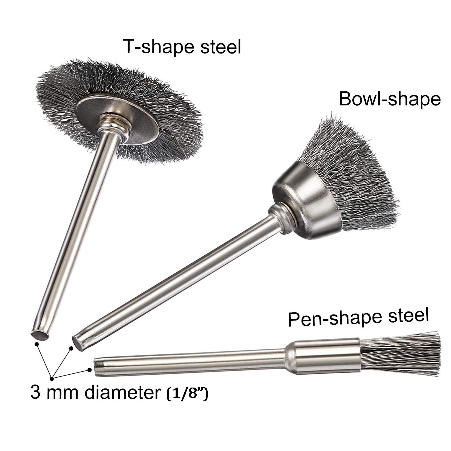 30Pcs Stainless Steel Wire Brush Set - 1/8 inch Shank Wheel Cup & Pen Cleaning Brushes for Grinder, Rotary Tools - Metal Polishing, Rust Removal, Surface Cleaning - Perfect for DIY, Automotive, Woodworking & Home Maintenance