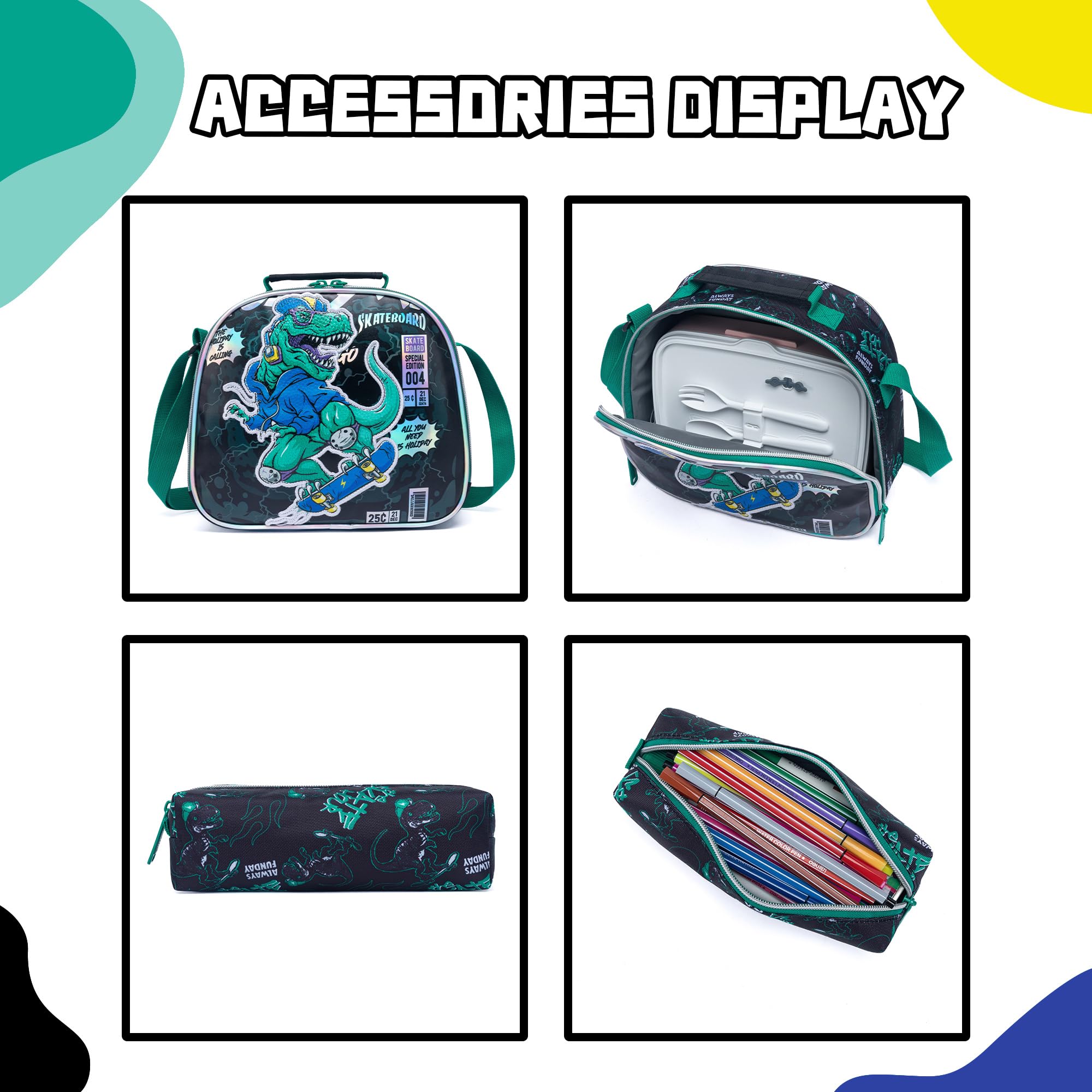 **Meetbelify Dinosaur Rolling Backpack for Boys - 3-in-1 Wheeled School Backpack with Lunch Box, Travel Luggage for Elementary Students (Ages 8-10) - Perfect for School, Travel & Daily Adventures**