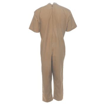 BENEFIT WEAR Men's Twill Anti-Strip Overalls Jumpsuit - One-Piece Back Zipper Coveralls for Alzheimer's Patients (Size L, Khaki) - Comfortable Workwear for Caregivers & Seniors